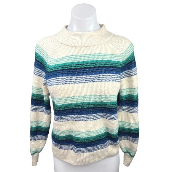 Gap Multicolor Striped Forever Cozy Ribbed Knit Mock Neck Pullover Sweater Top S - Picture 1 of 4